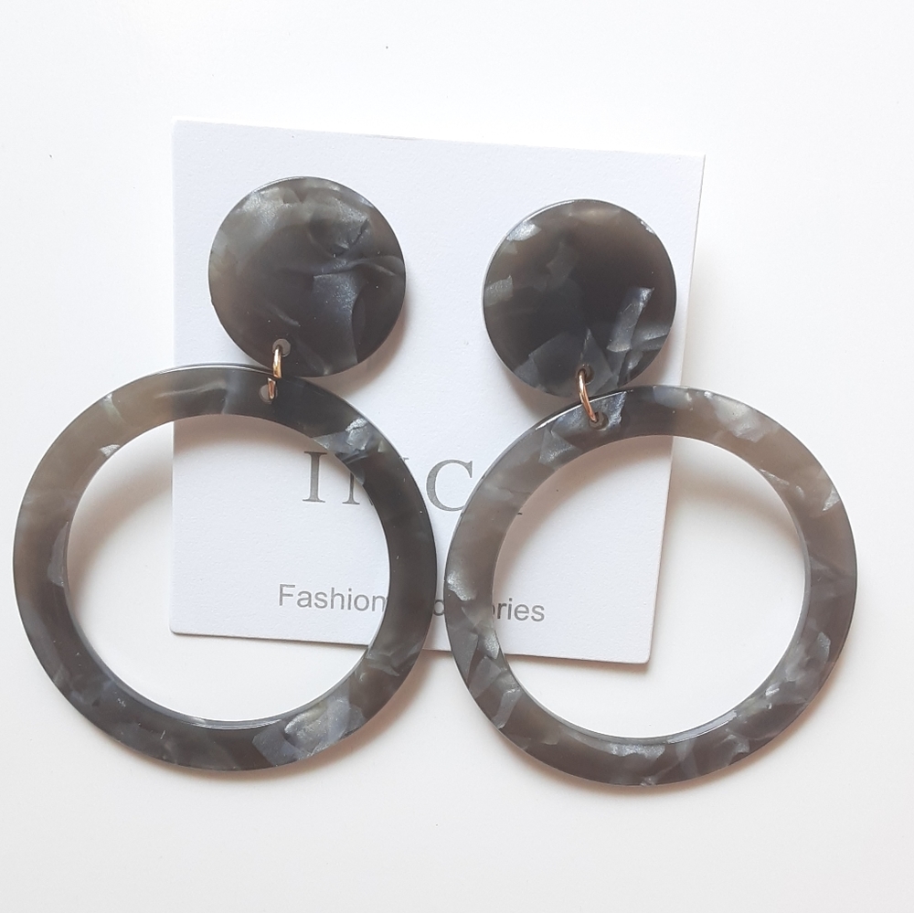 Fashion Accessories Double Circle Acrylic Earrings